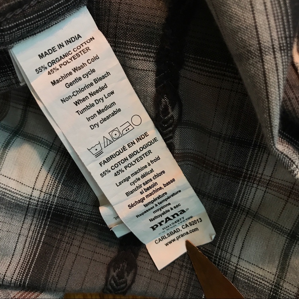 Gray plaid prAna shirt Slim Fit organic cotton - Picture 10 of 10